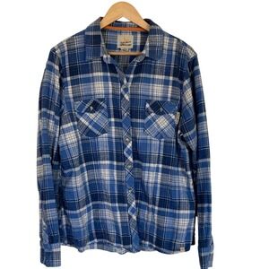 Field & Stream Womens Blue Plaid Flannel Button Up Shirt Size 2XL Cotton Classic